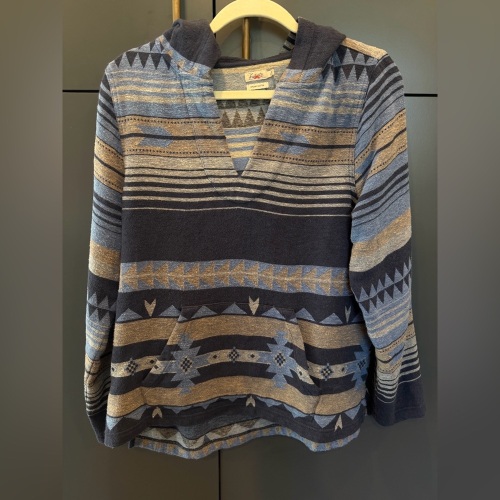 Faherty Baja Hoodie Organic Cotton Southwestern Stripe Pullover Size L - Picture 2 of 4